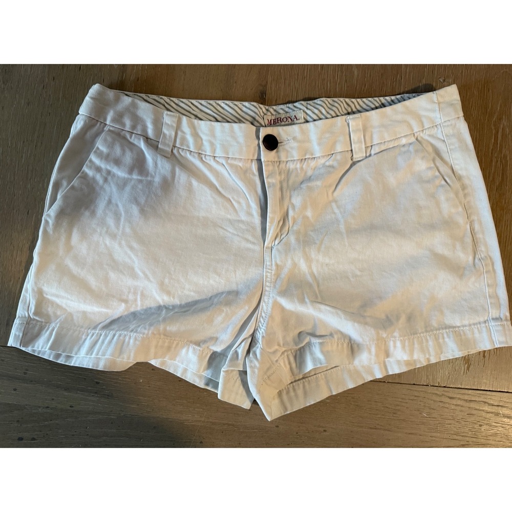 Merona White Cotton Chino Shorts Womens Size 12 Flat‎ Front Summer Casual